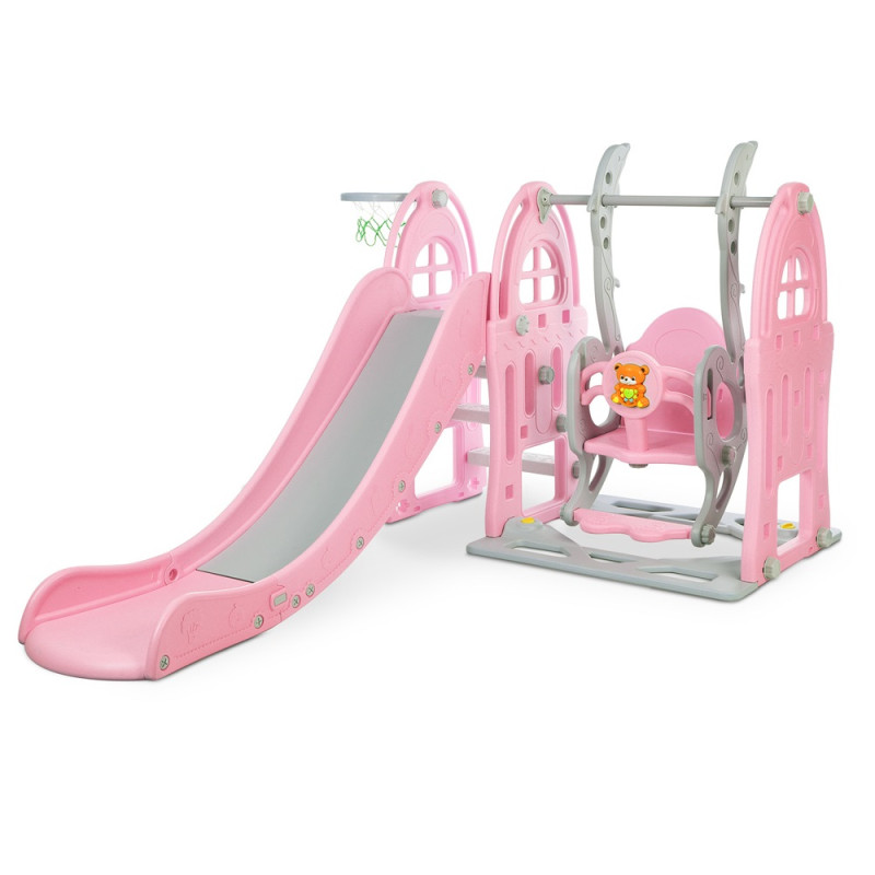 Дитяча гірка-гойдалка Bambi WM19017-8 (grey/pink)